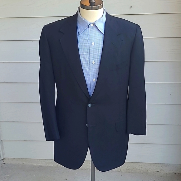 OXXFORD Onwentsia‎ Solid Black Weave PURE SILK Mens 42 R L Sport Coat Blazer VTG